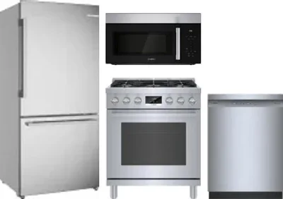 4 Piece Package Includes Refrigerator, Range, Microwave And Dishwasher