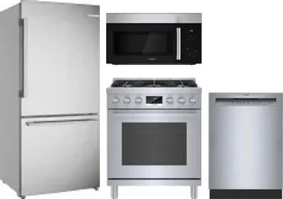 4 Piece Package Includes Refrigerator, Range, Microwave And Dishwasher