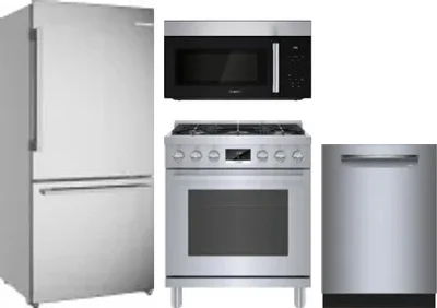 4 Piece Package Includes Refrigerator, Range, Microwave And Dishwasher