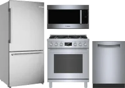 4 Piece Package Includes Refrigerator, Range, Microwave And Dishwasher