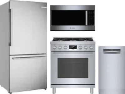 4 Piece Package Includes Refrigerator, Range, Microwave And Dishwasher