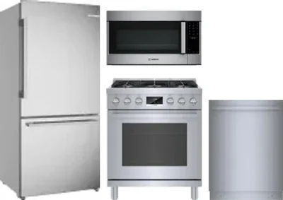 4 Piece Package Includes Refrigerator, Range, Microwave And Dishwasher