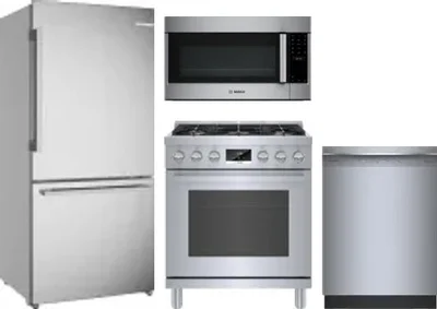 4 Piece Package Includes Refrigerator, Range, Microwave And Dishwasher