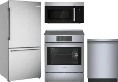 4 Piece Package Includes Refrigerator, Range, Microwave And Dishwasher