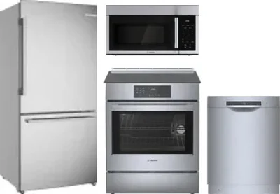 4 Piece Package Includes Refrigerator, Range, Microwave And Dishwasher