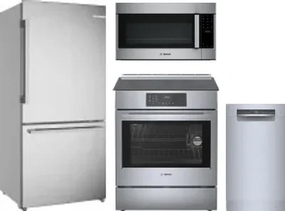 4 Piece Package Includes Refrigerator, Range, Microwave And Dishwasher