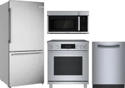4 Piece Package Includes Refrigerator, Range, Microwave And Dishwasher