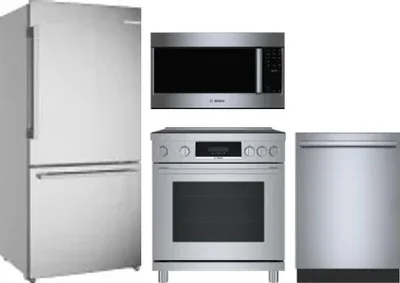 4 Piece Package Includes Refrigerator, Range, Microwave And Dishwasher