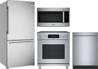 4 Piece Package Includes Refrigerator, Range, Microwave And Dishwasher