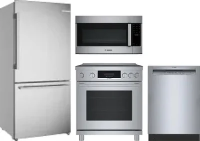 4 Piece Package Includes Refrigerator, Range, Microwave And Dishwasher