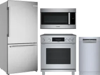 4 Piece Package Includes Refrigerator, Range, Microwave And Dishwasher