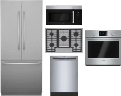 5 Piece Package Includes Refrigerator, Cooktop, Wall Oven, Microwave And Dishwasher