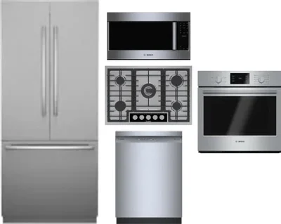 5 Piece Package Includes Refrigerator, Cooktop, Wall Oven, Microwave And Dishwasher