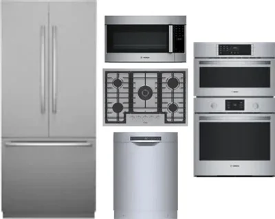 5 Piece Package Includes Refrigerator, Cooktop, Wall Oven, Microwave And Dishwasher