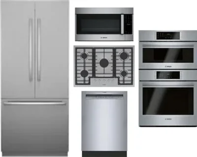 5 Piece Package Includes Refrigerator, Cooktop, Wall Oven, Microwave And Dishwasher