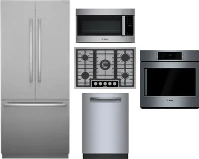 5 Piece Package Includes Refrigerator, Cooktop, Wall Oven, Microwave And Dishwasher