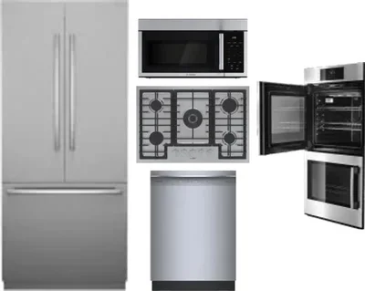 5 Piece Package Includes Refrigerator, Cooktop, Wall Oven, Microwave And Dishwasher
