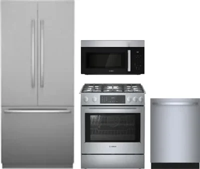 4 Piece Package Includes Refrigerator, Range, Microwave And Dishwasher