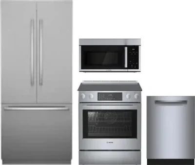 4 Piece Package Includes Refrigerator, Range, Microwave And Dishwasher