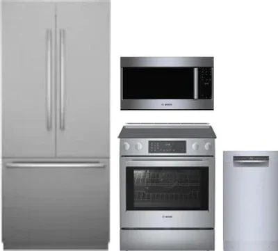 4 Piece Package Includes Refrigerator, Range, Microwave And Dishwasher