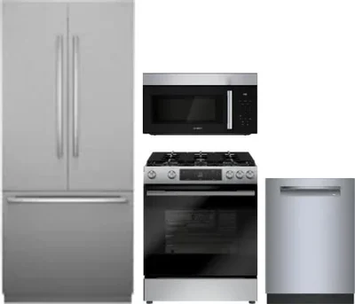 4 Piece Package Includes Refrigerator, Range, Microwave And Dishwasher