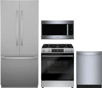 4 Piece Package Includes Refrigerator, Range, Microwave And Dishwasher