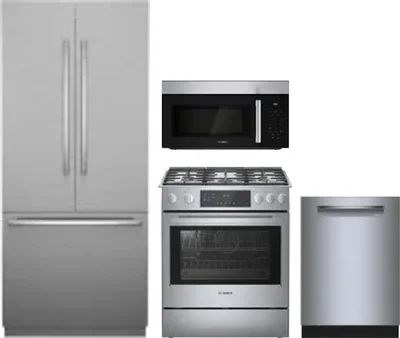 4 Piece Package Includes Refrigerator, Range, Microwave And Dishwasher