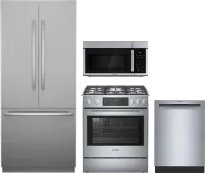 4 Piece Package Includes Refrigerator, Range, Microwave And Dishwasher
