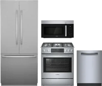 4 Piece Package Includes Refrigerator, Range, Microwave And Dishwasher