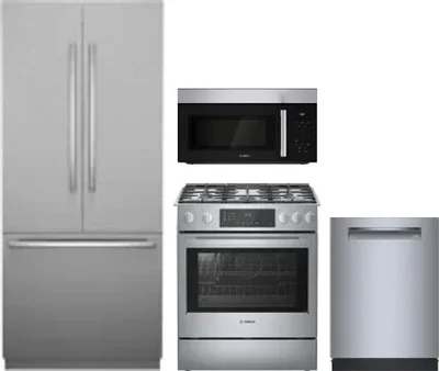 4 Piece Package Includes Refrigerator, Range, Microwave And Dishwasher