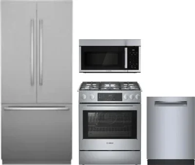 4 Piece Package Includes Refrigerator, Range, Microwave And Dishwasher