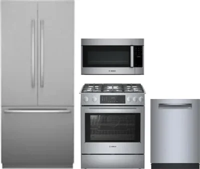 4 Piece Package Includes Refrigerator, Range, Microwave And Dishwasher
