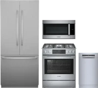 4 Piece Package Includes Refrigerator, Range, Microwave And Dishwasher