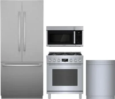 4 Piece Package Includes Refrigerator, Range, Microwave And Dishwasher
