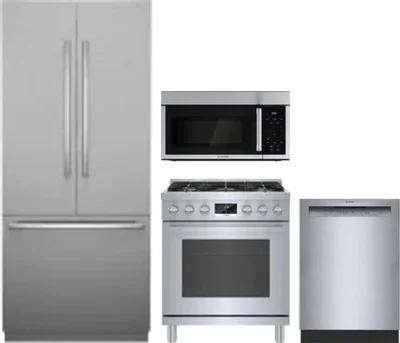 4 Piece Package Includes Refrigerator, Range, Microwave And Dishwasher