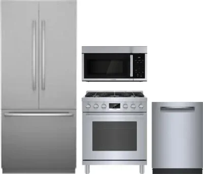 4 Piece Package Includes Refrigerator, Range, Microwave And Dishwasher