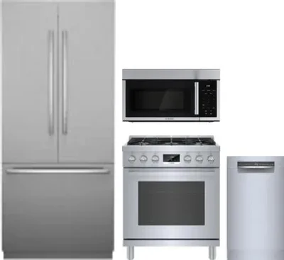 4 Piece Package Includes Refrigerator, Range, Microwave And Dishwasher