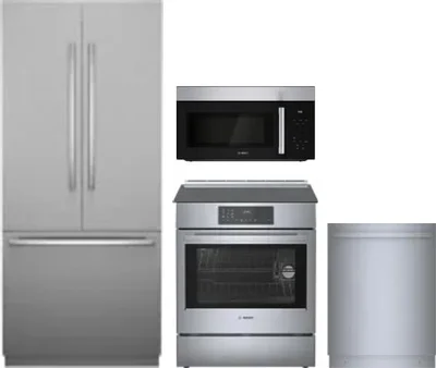 4 Piece Package Includes Refrigerator, Range, Microwave And Dishwasher