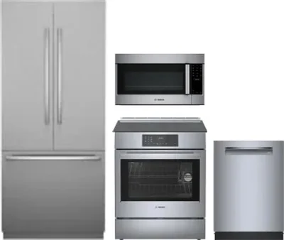 4 Piece Package Includes Refrigerator, Range, Microwave And Dishwasher