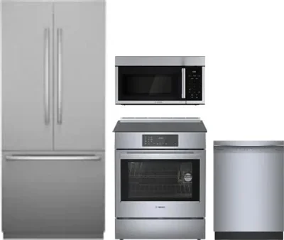 4 Piece Package Includes Refrigerator, Range, Microwave And Dishwasher