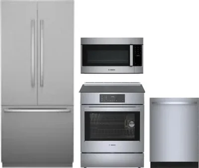 4 Piece Package Includes Refrigerator, Range, Microwave And Dishwasher