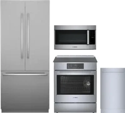 4 Piece Package Includes Refrigerator, Range, Microwave And Dishwasher