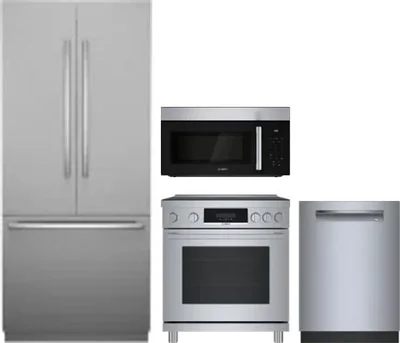 4 Piece Package Includes Refrigerator, Range, Microwave And Dishwasher