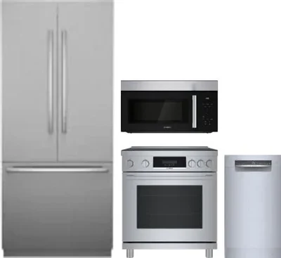4 Piece Package Includes Refrigerator, Range, Microwave And Dishwasher