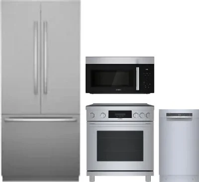 4 Piece Package Includes Refrigerator, Range, Microwave And Dishwasher