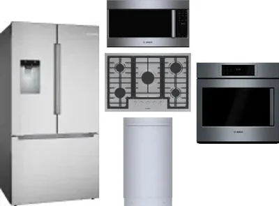 5 Piece Package Includes Refrigerator, Cooktop, Wall Oven, Microwave And Dishwasher
