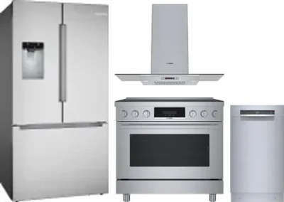 4 Piece Package Includes Refrigerator, Range, Hood And Dishwasher