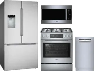 4 Piece Package Includes Refrigerator, Range, Microwave And Dishwasher