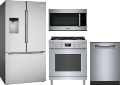 4 Piece Package Includes Refrigerator, Range, Microwave And Dishwasher