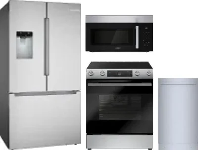 4 Piece Package Includes Refrigerator, Range, Microwave And Dishwasher